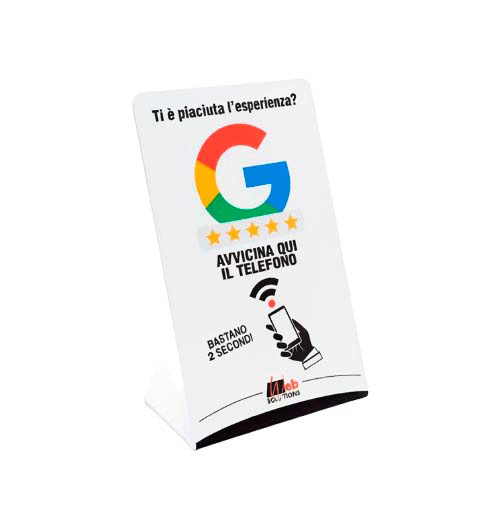 Come funziona la Card NFC Avvicina il telefono, Lascia la recensione, Recensione pubblicata